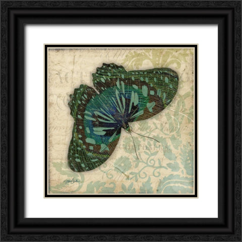 Peacock Bfly 2 Black Ornate Wood Framed Art Print with Double Matting by Stimson, Diane