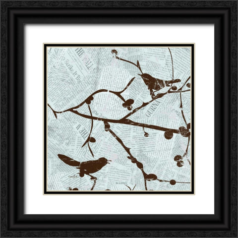 Bird Branches 1 Black Ornate Wood Framed Art Print with Double Matting by Stimson, Diane