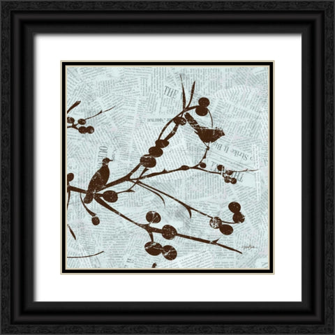 Bird Branches 2 Black Ornate Wood Framed Art Print with Double Matting by Stimson, Diane