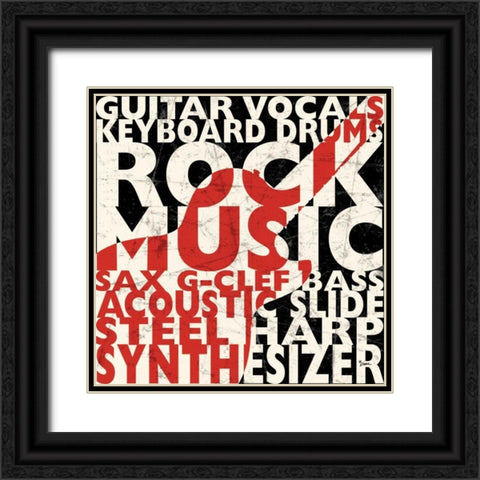 Rock Music 1 Black Ornate Wood Framed Art Print with Double Matting by Stimson, Diane