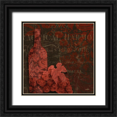 Red Wine Damask Black Ornate Wood Framed Art Print with Double Matting by Stimson, Diane