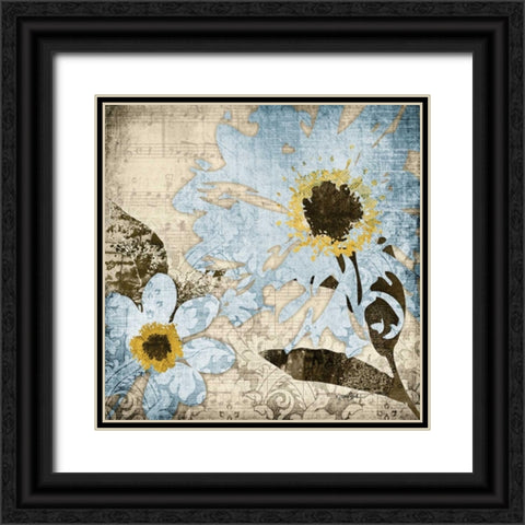 Flora Symphony 3 Blue Black Ornate Wood Framed Art Print with Double Matting by Stimson, Diane