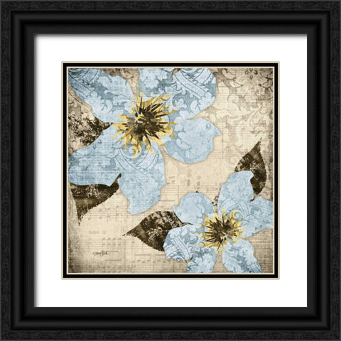 Flora Symphony 4 Blue Black Ornate Wood Framed Art Print with Double Matting by Stimson, Diane