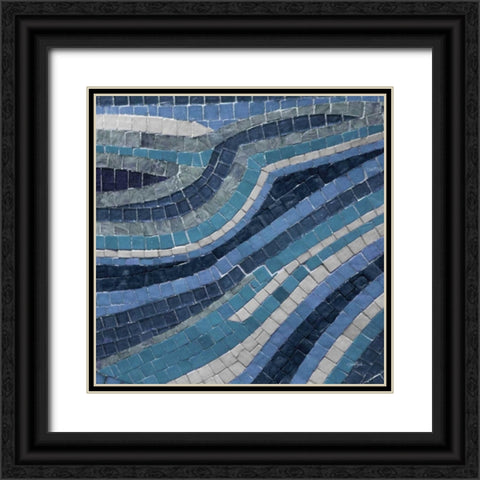 Navy Mosaic 1 Black Ornate Wood Framed Art Print with Double Matting by Stimson, Diane