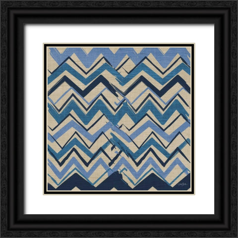 Chevron on Beige Black Ornate Wood Framed Art Print with Double Matting by Stimson, Diane