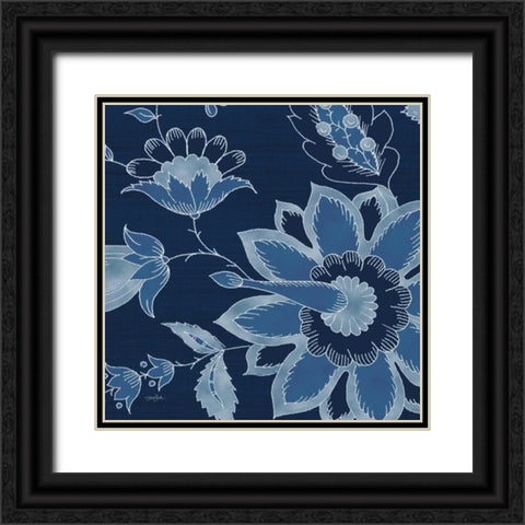 Denim Floral 1 Black Ornate Wood Framed Art Print with Double Matting by Stimson, Diane