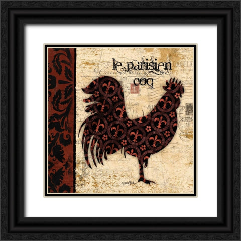 Parisien Coq Black Ornate Wood Framed Art Print with Double Matting by Stimson, Diane