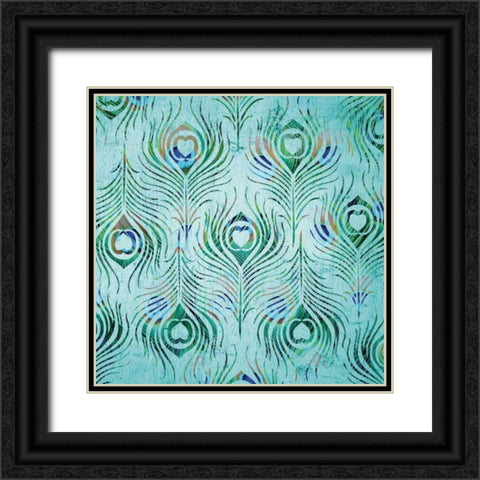 Peacock Pattern 2 Black Ornate Wood Framed Art Print with Double Matting by Stimson, Diane