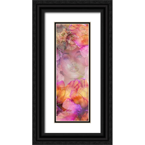 Emerging Floral Girl Black Ornate Wood Framed Art Print with Double Matting by Debs, Emma Catherine