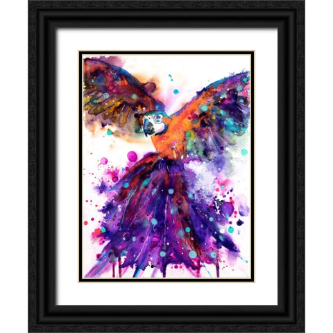 Parrot Black Ornate Wood Framed Art Print with Double Matting by Debs, Emma Catherine