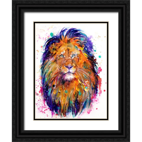 Lion Black Ornate Wood Framed Art Print with Double Matting by Debs, Emma Catherine