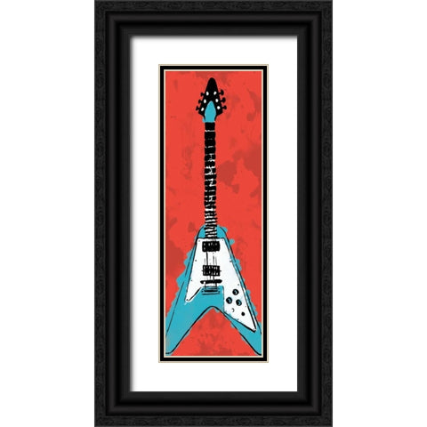 Electric Guitar A3 Black Ornate Wood Framed Art Print with Double Matting by Rodriquez Jr, Enrique