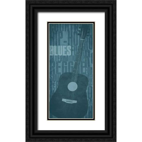 Blues Black Ornate Wood Framed Art Print with Double Matting by Rodriquez Jr, Enrique
