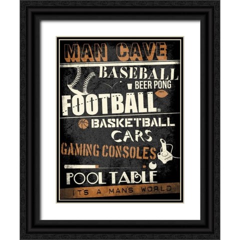 Mans World Black Ornate Wood Framed Art Print with Double Matting by Rodriquez Jr, Enrique