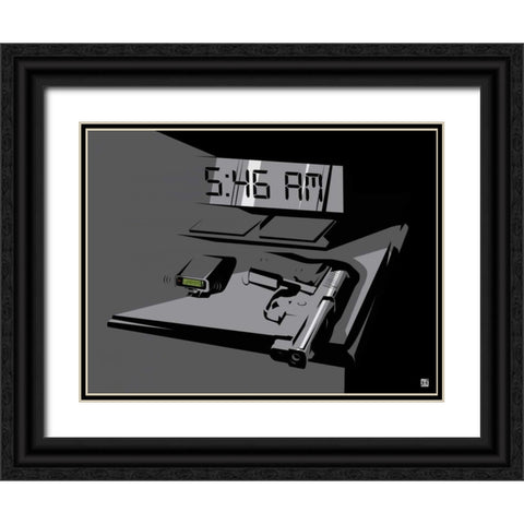 Warning Black Ornate Wood Framed Art Print with Double Matting by Rodriquez Jr, Enrique