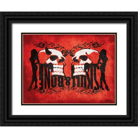 Skull and Bones Black Ornate Wood Framed Art Print with Double Matting by Rodriquez Jr, Enrique