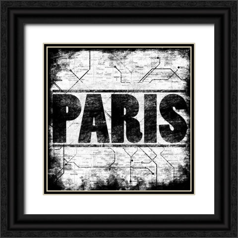 Paris Metro Black Ornate Wood Framed Art Print with Double Matting by Rodriquez Jr, Enrique