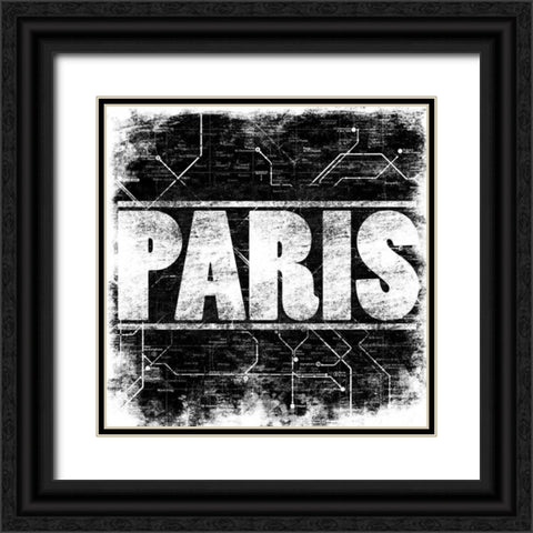 Paris Metro B Black Ornate Wood Framed Art Print with Double Matting by Rodriquez Jr, Enrique