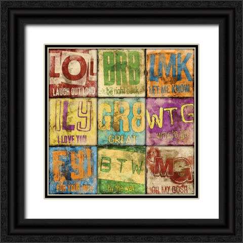 Text 9Patch Black Ornate Wood Framed Art Print with Double Matting by Rodriquez Jr, Enrique