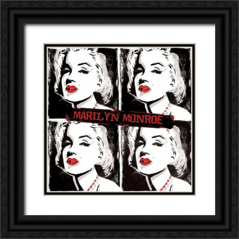 Red Monroe Watercolor Black Ornate Wood Framed Art Print with Double Matting by Rodriquez Jr, Enrique