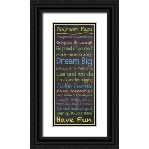 Playroom Rules Chalk Black Ornate Wood Framed Art Print with Double Matting by Gibbons, Lauren