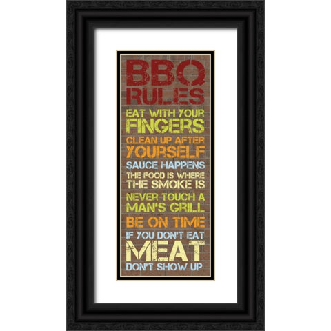 BBQ Rules Brick Black Ornate Wood Framed Art Print with Double Matting by Gibbons, Lauren