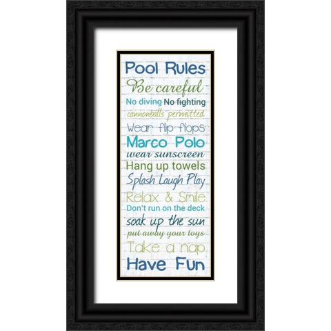 Pool Rules White Wash 3 Black Ornate Wood Framed Art Print with Double Matting by Gibbons, Lauren