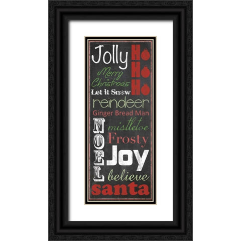 Jolly Merry Christmas Black Ornate Wood Framed Art Print with Double Matting by Gibbons, Lauren