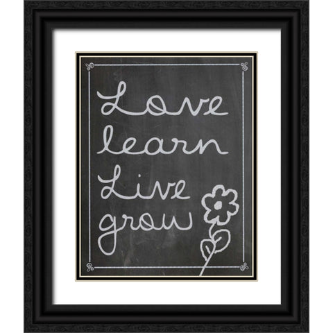 Love Learn Live Grow 1 Black Ornate Wood Framed Art Print with Double Matting by Gibbons, Lauren