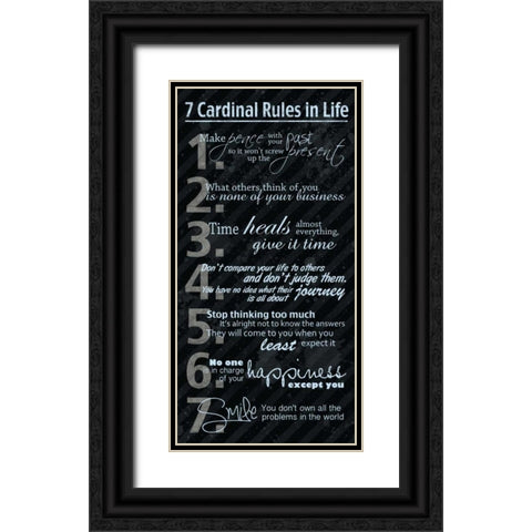 7 Rules Blue Black Ornate Wood Framed Art Print with Double Matting by Gibbons, Lauren