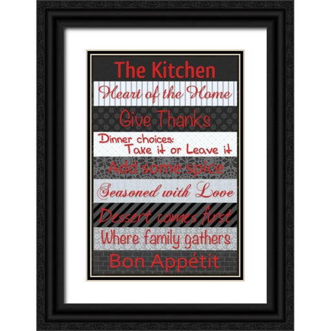 Kitchen Patterns BR Black Ornate Wood Framed Art Print with Double Matting by Gibbons, Lauren