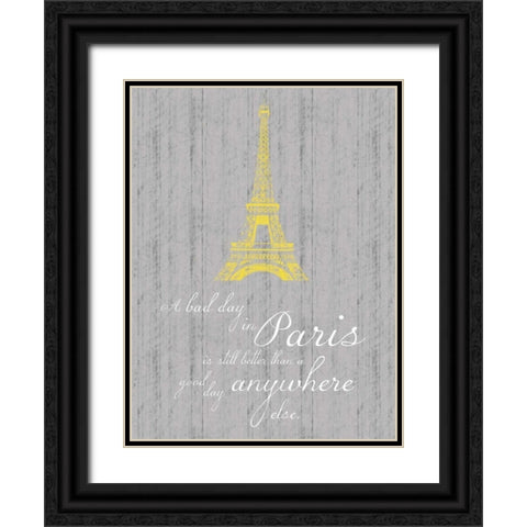 Paris Quote Gray Black Ornate Wood Framed Art Print with Double Matting by Gibbons, Lauren