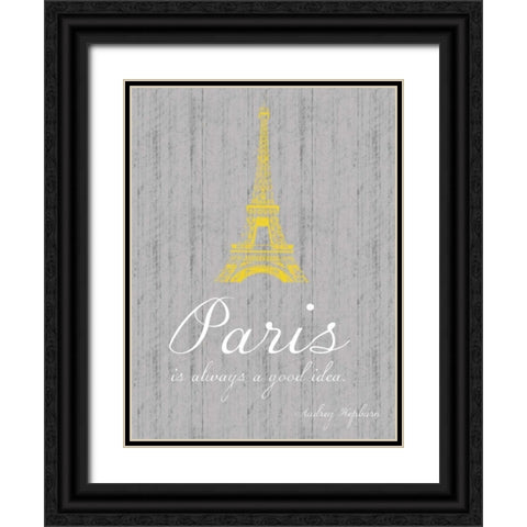 Paris Quote Gray 2 Black Ornate Wood Framed Art Print with Double Matting by Gibbons, Lauren