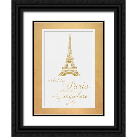 Paris Quote Gold Black Ornate Wood Framed Art Print with Double Matting by Gibbons, Lauren