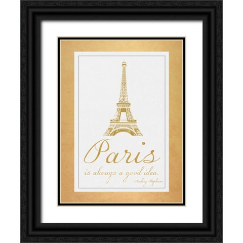 Paris Quote 2 Gold Black Ornate Wood Framed Art Print with Double Matting by Gibbons, Lauren