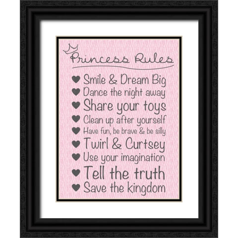 Princess Rules Soft Black Ornate Wood Framed Art Print with Double Matting by Gibbons, Lauren
