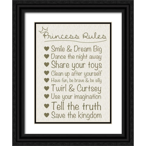 Princess Rules Cream Black Ornate Wood Framed Art Print with Double Matting by Gibbons, Lauren