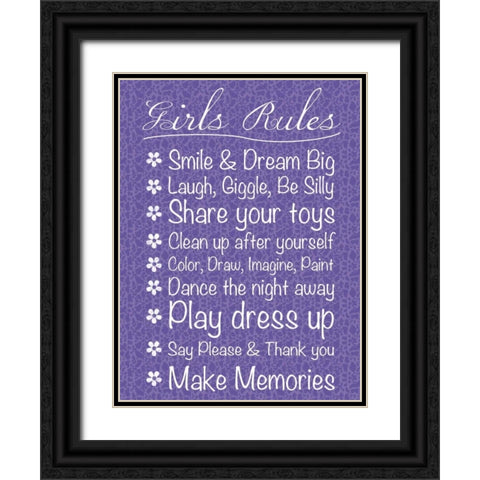 Girls Rules Black Ornate Wood Framed Art Print with Double Matting by Gibbons, Lauren