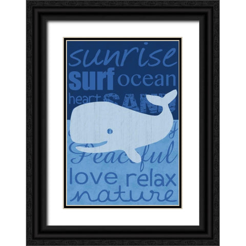 Beach Whale Black Ornate Wood Framed Art Print with Double Matting by Gibbons, Lauren