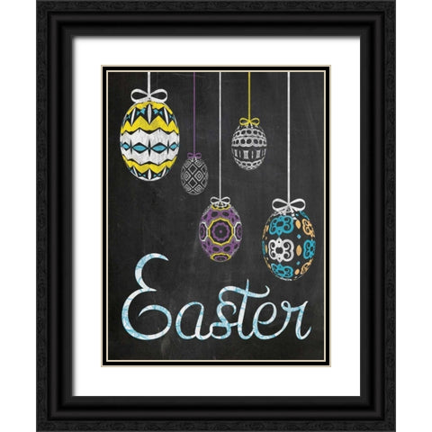 Easter Chalk Eggs Black Ornate Wood Framed Art Print with Double Matting by Gibbons, Lauren