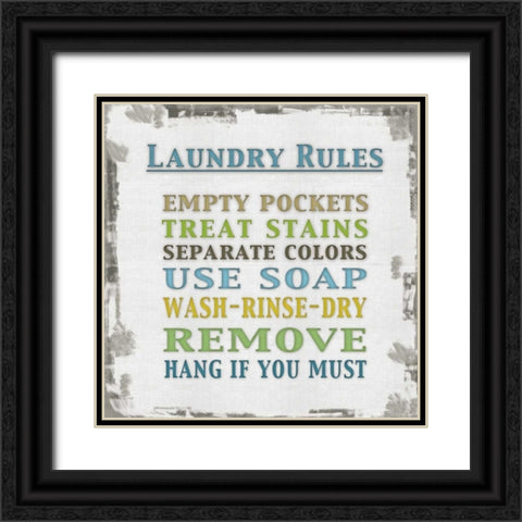 Laundry Rules Black Ornate Wood Framed Art Print with Double Matting by Gibbons, Lauren