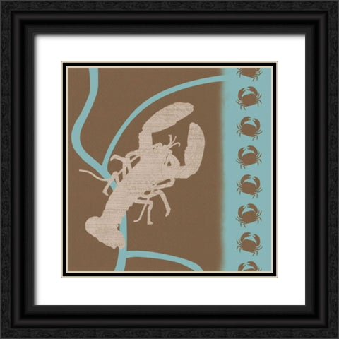 Lobster Pattern Black Ornate Wood Framed Art Print with Double Matting by Gibbons, Lauren