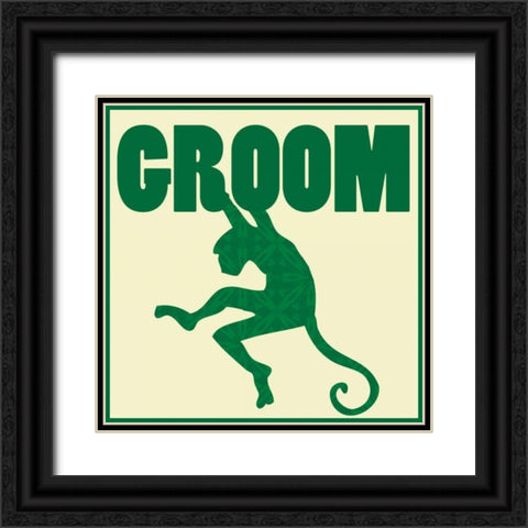 Monkey Groom Black Ornate Wood Framed Art Print with Double Matting by Gibbons, Lauren