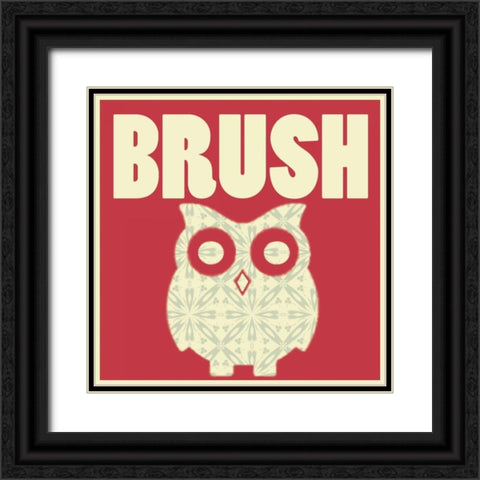 Owl Brush Black Ornate Wood Framed Art Print with Double Matting by Gibbons, Lauren