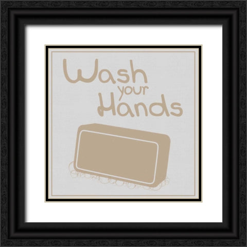 Wash Hands Brown Black Ornate Wood Framed Art Print with Double Matting by Gibbons, Lauren