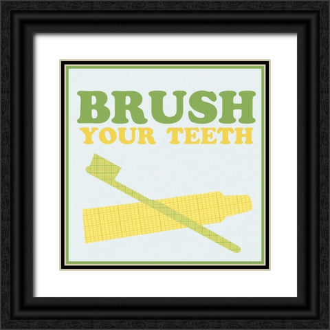 Brush Your Teeth Black Ornate Wood Framed Art Print with Double Matting by Gibbons, Lauren