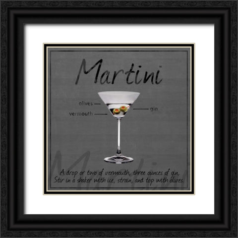 Martini Gray Black Ornate Wood Framed Art Print with Double Matting by Gibbons, Lauren