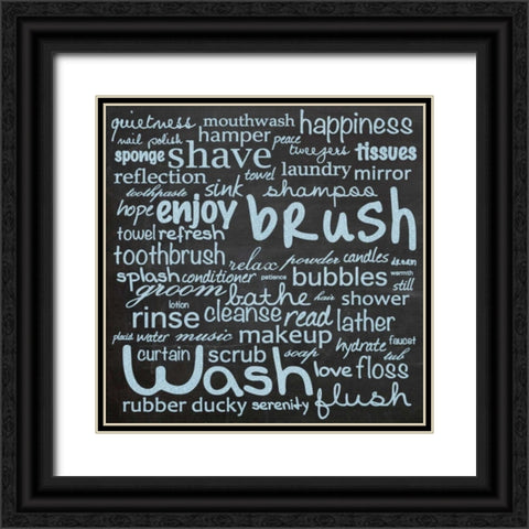 Bathroom Words B1 Black Ornate Wood Framed Art Print with Double Matting by Gibbons, Lauren