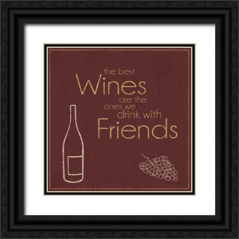 Wine with Friends Black Ornate Wood Framed Art Print with Double Matting by Gibbons, Lauren