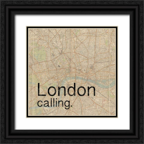 Map London Black Ornate Wood Framed Art Print with Double Matting by Gibbons, Lauren